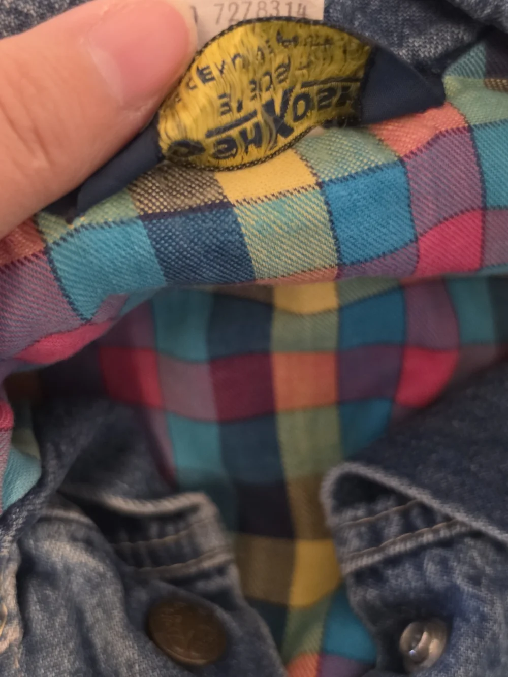 Osh Kosh B'Gosh Vintage Girls Blue Denim Jacket with Plaid Lining